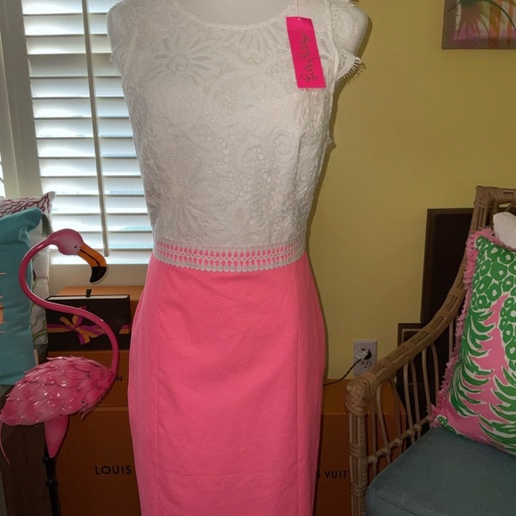 Lilly Pulitzer NWT Sharice Stretch Shift Dress Lillys Coral Size 10 - Picture 4 of 15